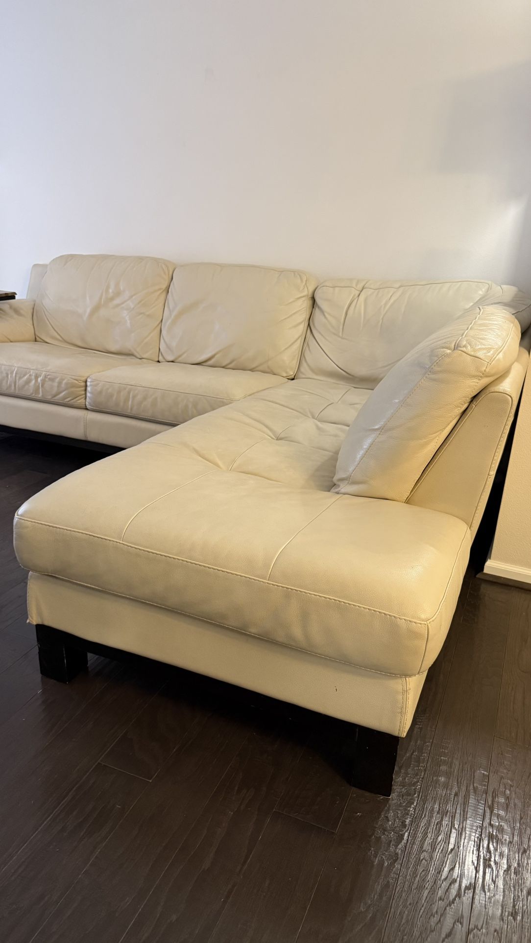 Off-White Pleather Sectional Couch – Used