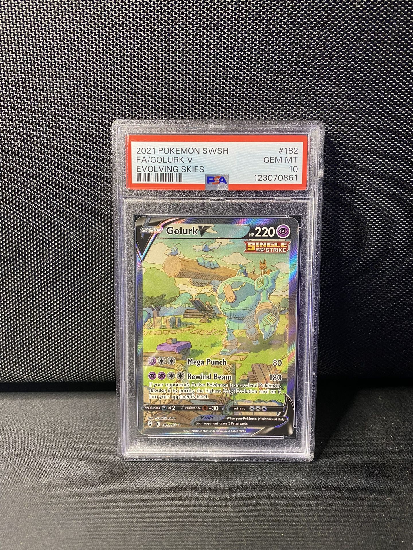 Golurk V Alt Art 182/203 Evolving Skies Pokémon Alternative Art PSA 10 Gem Mint