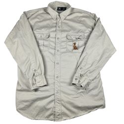 Vintage 1998 Warner Brothers Button Up - Scooby Doo Embroidered- Tan - Size Large