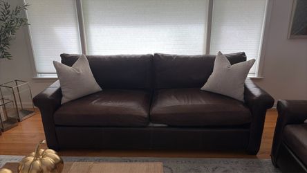 Dark Brown Leather Two-Cushion Sofa