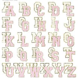 CHENGU 52PCS Alphabet Chenille Letter Patches A-Z, Bulk Gold Glitter Iron On Patches, Embroidered Patch for Clothing, Caps, Sweaters, Bags, Jackets, S