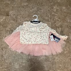 Limited Too Girls 2t 2 Piece Set Heart Print Sweater & Pink Tutu Skirt- New