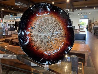 19″ Ombre Red Glass Ruffled Centerpiece Bowl