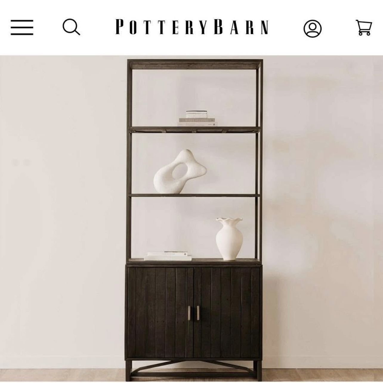 Free Delivery BRAND NEW Pottery Barn Lorena Solid Pine Wood Storage Bookcase Shelf Cabinet (Retail $1,849+tax)