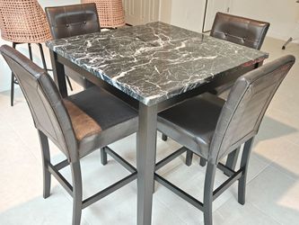 Counter Height Leather Dining Set