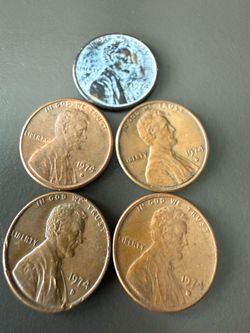 5 of the 1974 D Lincoln pennies