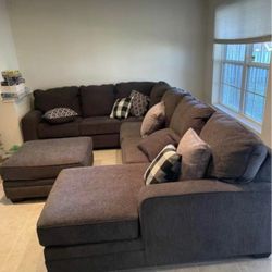 Dark Gray Oversized Cozy U Shape Sectional Sofa 🌟 Brand New 💯 Delivery Available ✅