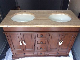 New Silkroad 48” Freestanding Double Basin Bathroom Vanity - $1000