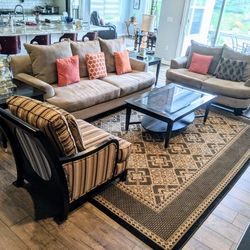 Sofa Set (Sofa, Love Seat & Chair with 2 End Tables & Coffee Table