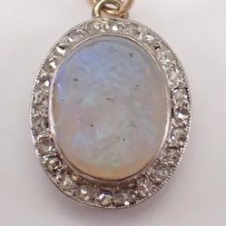 Antique Victorian Opal Pendant with Chain