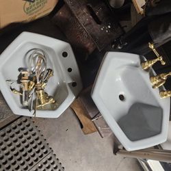 Two Cast Iron Octagon Kohlerbathrm Sinks
