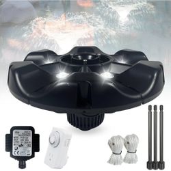 Pond Fountain Aerator,10000 GPH, 8 white LED lights, constant and gradient dual modes, equipped traction rope and time controller. Pond Aerator 4’x10’