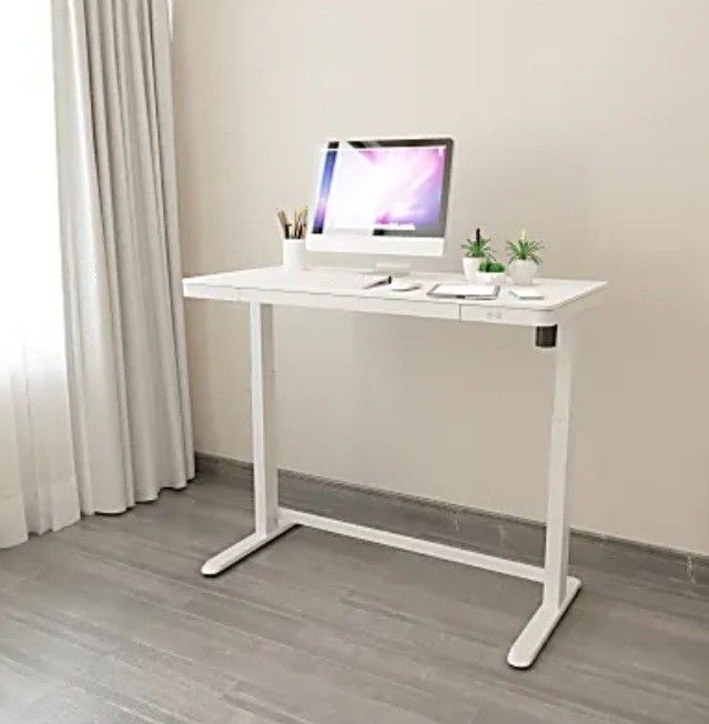 Realspace® Electric 48'W Height-Adjustable Standing Desk, White