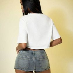 Grunge Punk Kpop Street Fashion Hot Girl Asymmetrical Waist Contrast Color...