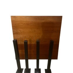 Room & Board Parsons Leg Square Dining Table – 40” Cherry Wood & Black Metal, Great Condition