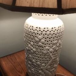 Beautiful Large Vintage Cherry Blossom Lamp Mid Century Asian Light