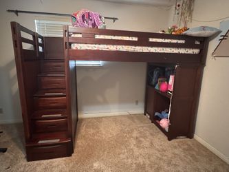 Twin Bunk Bed With Stairs Storage Desk