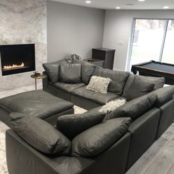 Restoration Hardware Cloud Couch, Leather Gray