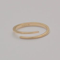14K Yellow Gold Open Band Toe Ring Minimalist Adjustable Fine Jewelry