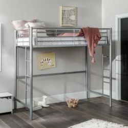 New Twin Size Loft Bed - Silver - Space Saving
