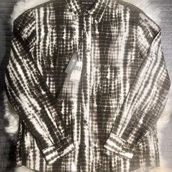 NWT Rare Saks Exclusive Michael Kors Tailored Fit Button Down Shirt L Brn/White