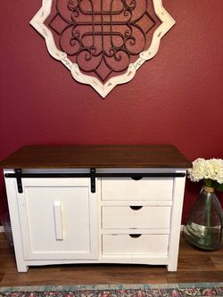 Farmhouse Barn Door Console Cabinet