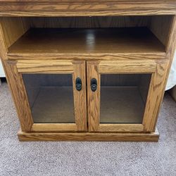 Solid oak TV Cabinet With Shelf