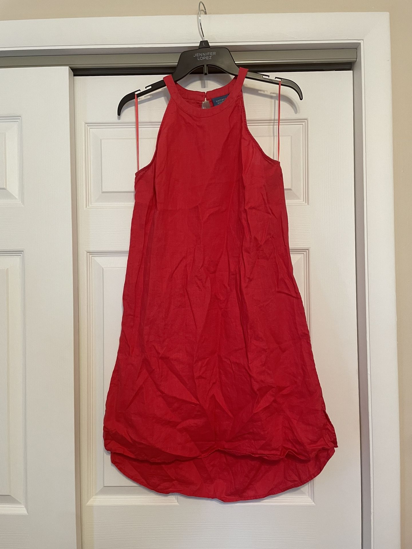 Antibes Blanc Red Linen Dress - Size Medium