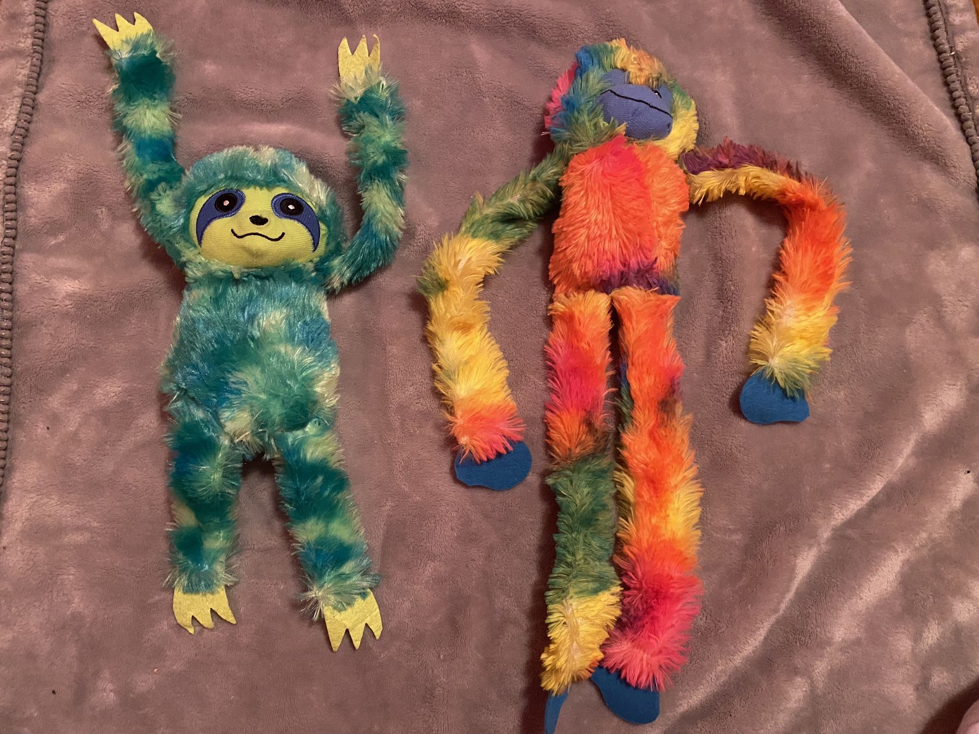 Fiesta goffa sloth Rainbow Long Legs Hanging Monkey Plush Stuffed Animal lot 2