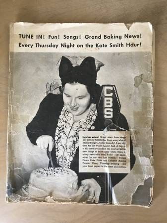 Vintage Pre-1939 Kate Smith Cookbook: CBS, Calumet, Swans Down Adv