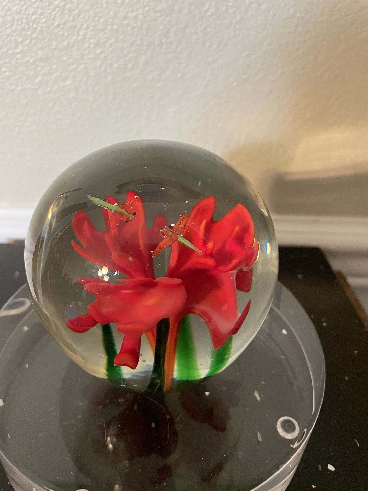 Flower & Dragon Fly 4” Paperweight