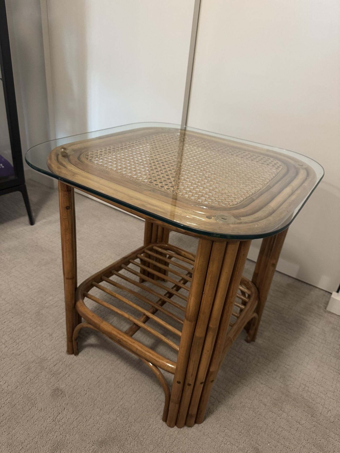 Wooden Glass Top Side Table