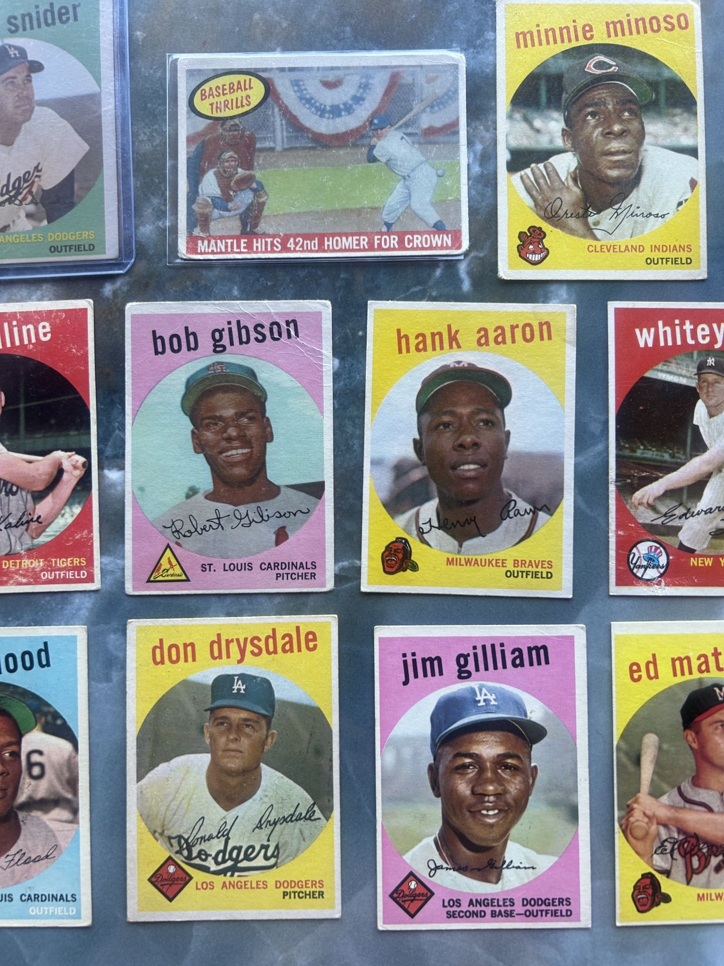 1959 TOPPS BASEBALL NEAR SET (457/572) Bob Gibson RC , 28 High #’s, Hank Aaron Stars