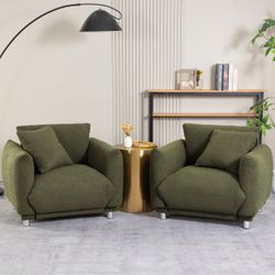 2 x Oversize comfortable modern minimalist single person sofa chair Dark Green