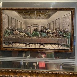 Art/ Paints/ Yarn Paint/ Oil Paint/ .999 Silver Frame Last Dinner With Jesús And More 