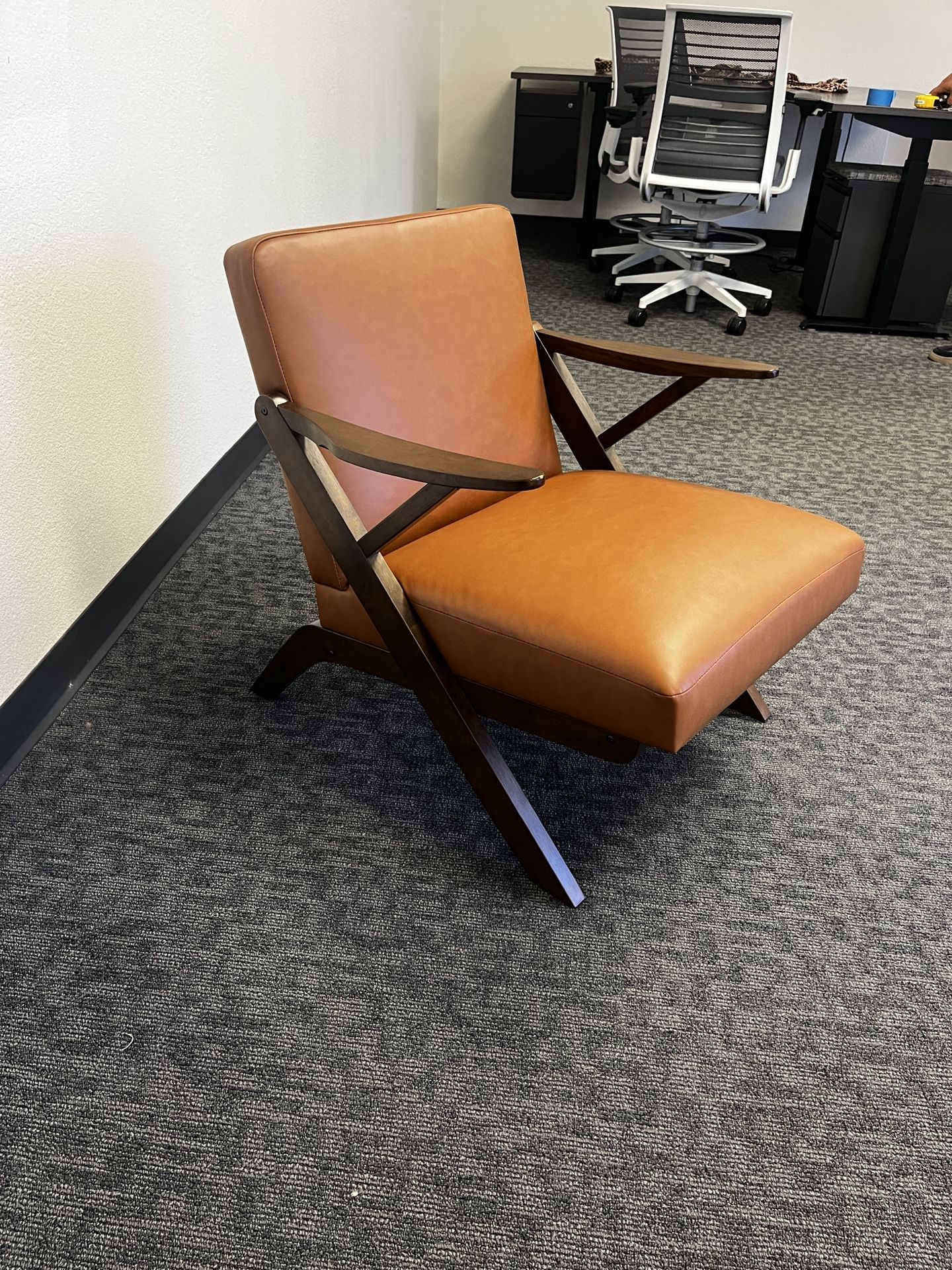 Brown Faux Leather Chair