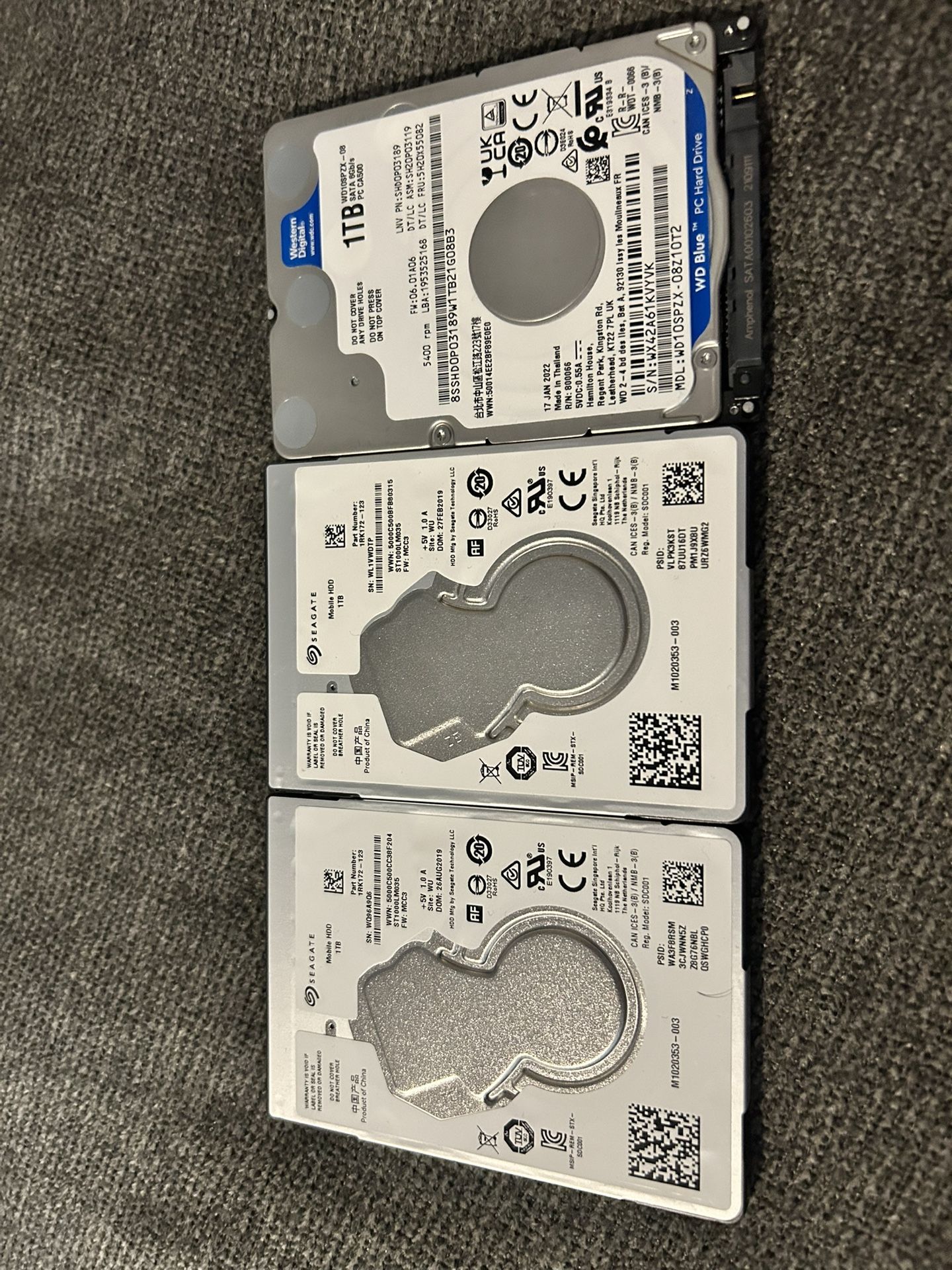 Lot of 1TB 2.5” 5400 RPM HDD Hard Drives