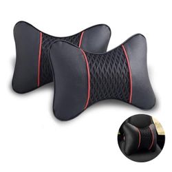 VVHOOY Car Neck Pillow 2 PCS,Universal Soft Breathable Leather Car Neck Pillow