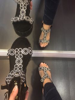 Platform wedge rhinestone sandals brand new