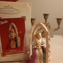 New Hallmark Keepsake BARBIE As Rapunzel Ornament With A Hair Brush 