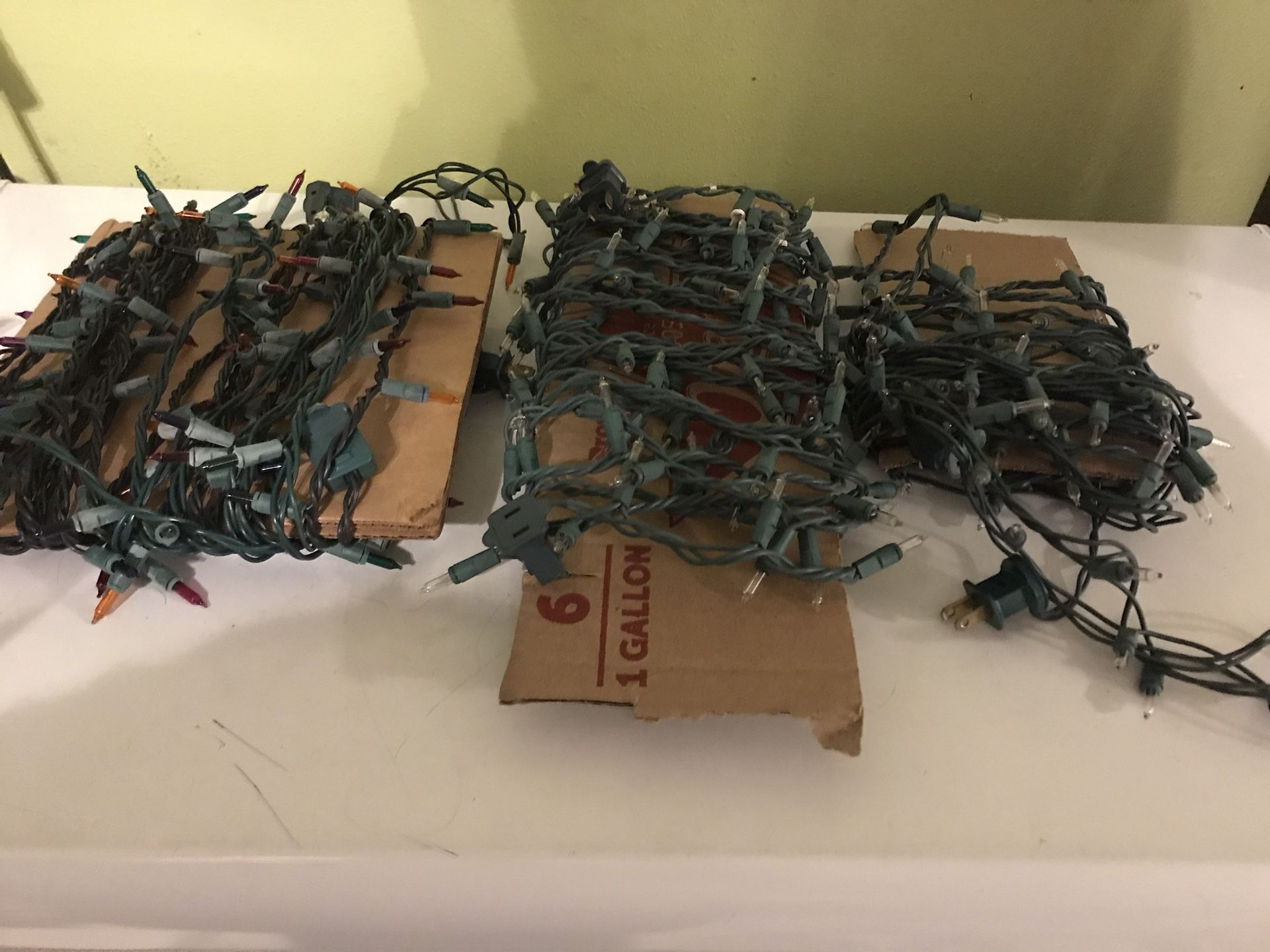 bunch of assorted christmas  lights,  clear and  multicolored 