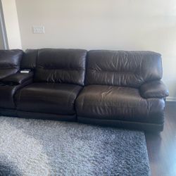 Ashely’s Pure Leather All Recliner Sofas (7 Set) - 2 Power ; Rest Manual
