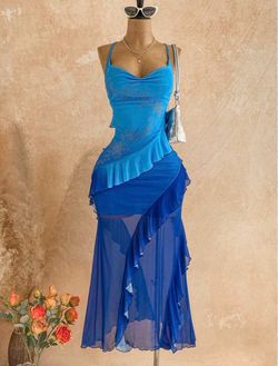 Ruffle dress with floral rhinestones