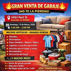 Gran Venta de Garaje – Muebles, Electrónicos, Ropa y Más (Eastvale)