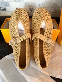 Size 8 woven mesh ballet flats with metal buckle strap