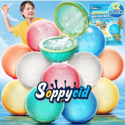 Brand New Reusable Water Balloon Pool Toys,12pcs Refillable Magnetic Water Ball for Beach,Quick Fill & Self-Sealing Water Bombs