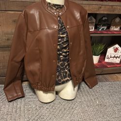 Brand New Forever 21 Brown Leather Jacket For Women 