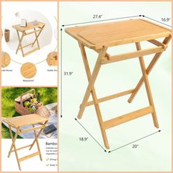 New Bamboo Table Foldable Portable Tray Table TV Desk for Living Room Kitchen Laptop Computer Stand Workstation 