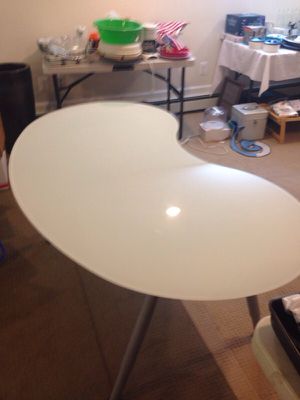 Ikea Galant White Glass Kidney Shape Table Top With A Legs For