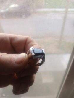 Stamped 925 Silver And Black Onyx Woman's Ring Size 5...$